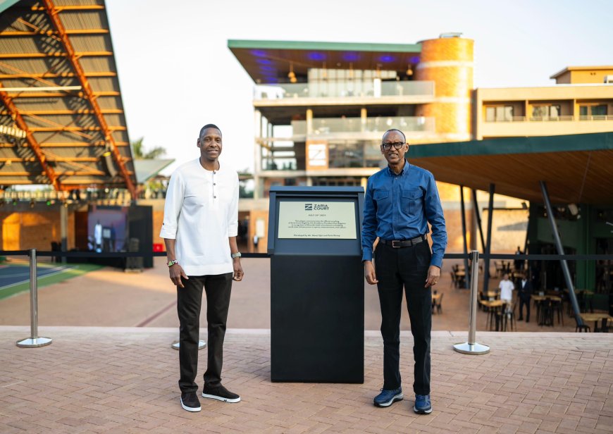 Perezida Kagame amaze gufungura ku mugaragaro ikigo "Zaria Court" cy'umuherwe Masai Ujiri