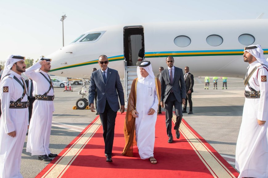 Perezida Kagame yageze I Doha mu nama afitanye na Emir wa Qatar